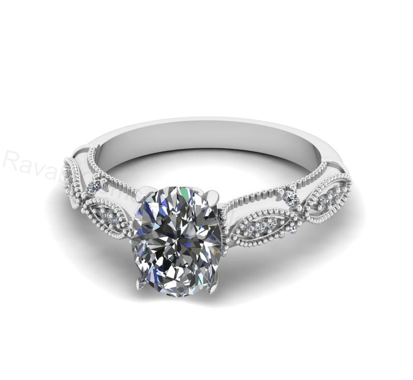 Victorian Inspired 925 Silver 14k Gold Plated 7x9mm Oval Shape Cubic Zirconia Prong Set Designer Customized Ring Fine Jewelry Gift For Her