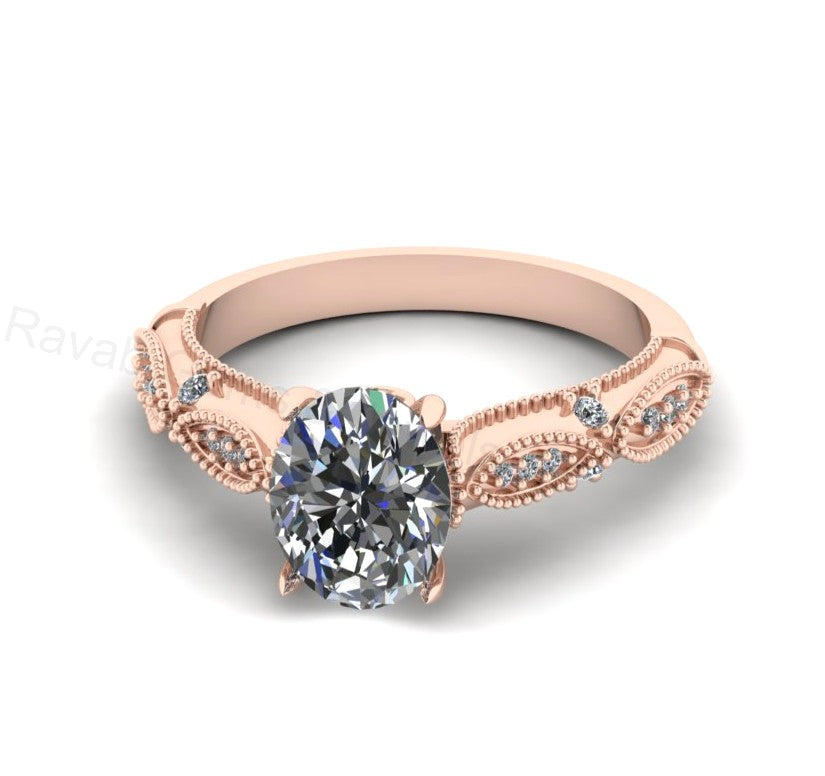 Victorian Inspired 925 Silver 14k Gold Plated 7x9mm Oval Shape Cubic Zirconia Prong Set Designer Customized Ring Fine Jewelry Gift For Her