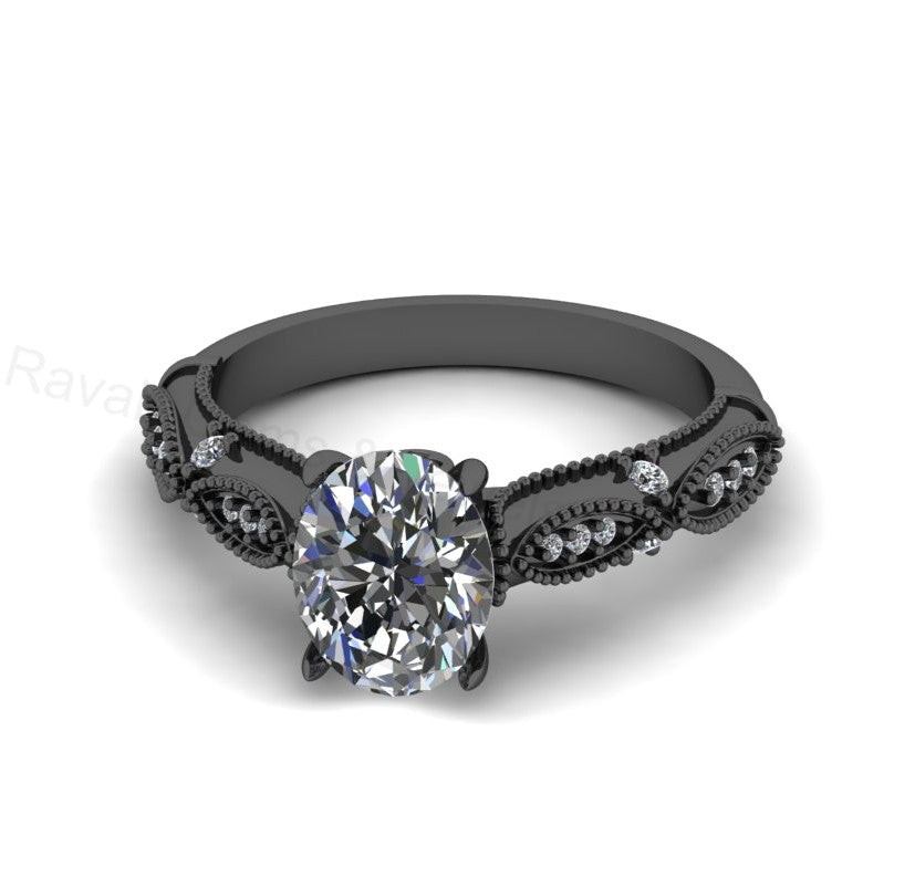 Victorian Inspired 925 Silver 14k Gold Plated 7x9mm Oval Shape Cubic Zirconia Prong Set Designer Customized Ring Fine Jewelry Gift For Her
