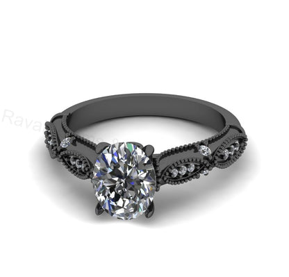 Victorian Inspired 925 Silver 14k Gold Plated 7x9mm Oval Shape Cubic Zirconia Prong Set Designer Customized Ring Fine Jewelry Gift For Her