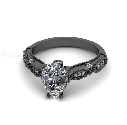Victorian Inspired 925 Silver 14k Gold Plated 7x9mm Pear Cubic Zirconia Prong Set Designer Customized Ring Fine Jewelry Gift For Her