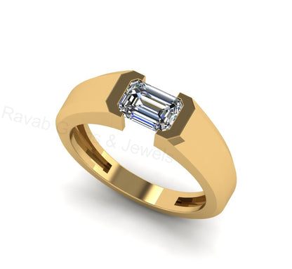Best Selling 925 Sterling Silver Gold Plated Octagon Shape 6x8mm Cubic Zirconia Accents Gemstone Women Customized Band Ring Fine Jewelry