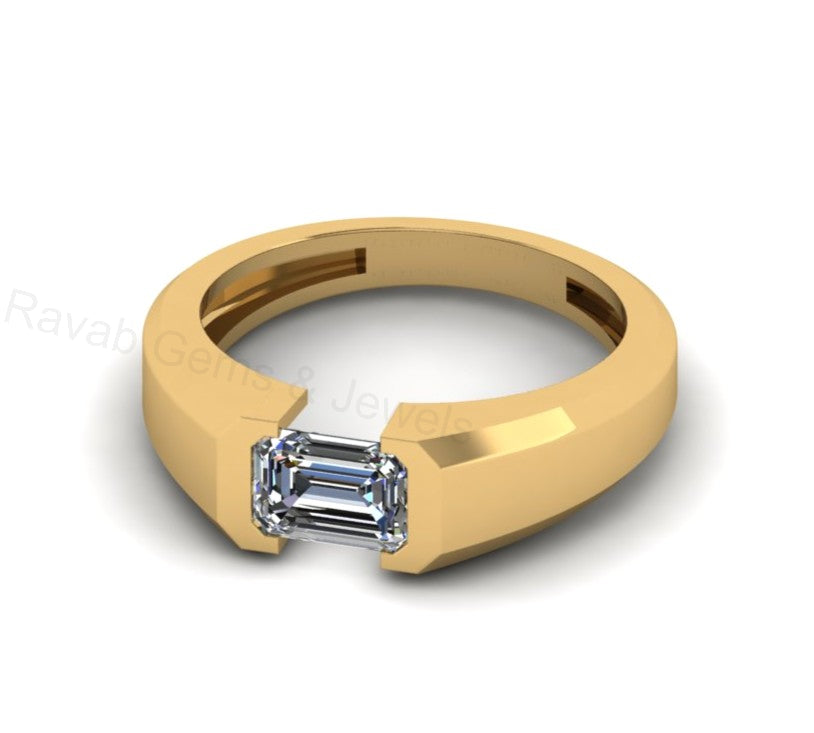 Best Selling 925 Sterling Silver Gold Plated Octagon Shape 6x8mm Cubic Zirconia Accents Gemstone Women Customized Band Ring Fine Jewelry