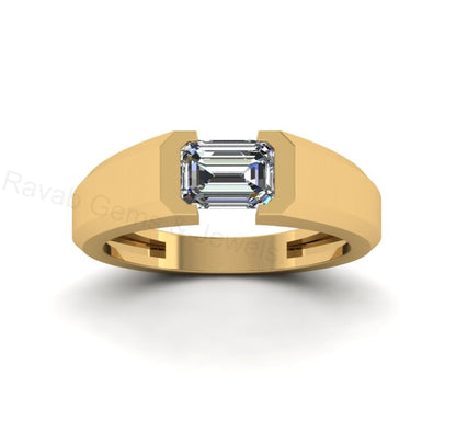 Best Selling 925 Sterling Silver Gold Plated Octagon Shape 6x8mm Cubic Zirconia Accents Gemstone Women Customized Band Ring Fine Jewelry
