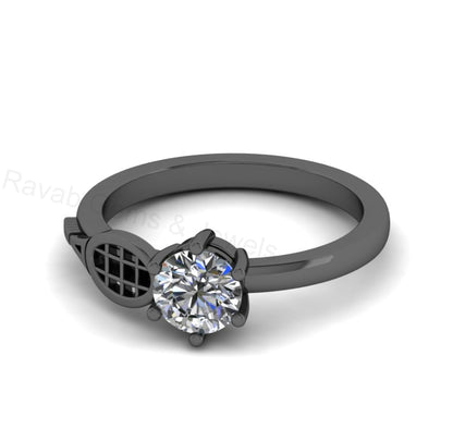 Best Selling 925 Silver Gold Plated 6mm Round Cubic Zirconia Accents Gemstone Tennis Racket Design Women Customized Ring Fine Jewelry