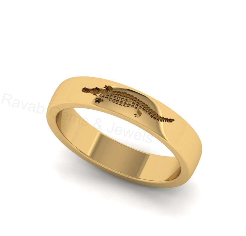 Top Selling 925 Silver Gold Plated Crocodile Alligator Custom Engraved Trendy Animal Design Minimalist Customized Band Ring Unisex Jewelry