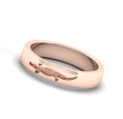 Top Selling 925 Silver Gold Plated Crocodile Alligator Custom Engraved Trendy Animal Design Minimalist Customized Band Ring Unisex Jewelry