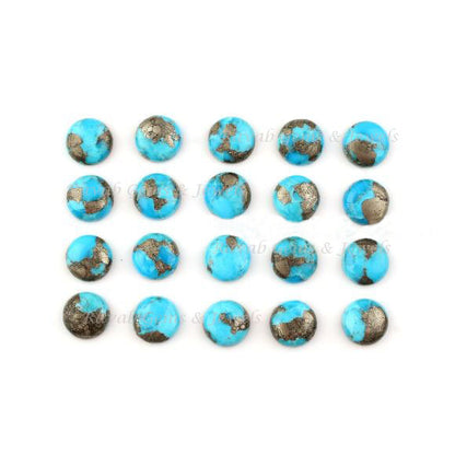 Turquoise Pyrite Round Smooth Calibrated Cabochons Gemstone | Turquoise Loose Beads Stone For Jewelry Set 8mm-16mm 5 Pcs Set