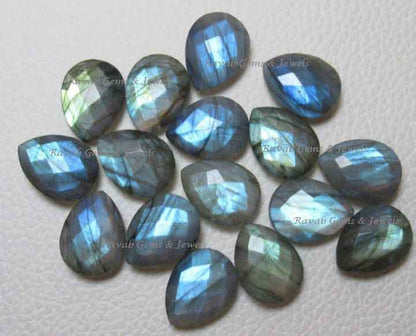 Natural Blue Flashy Labradorite Pear Shape Faceted Briolette Gemstone, Beautiful Calibrated Jewelry Earring Making Stone 2 Pcs Set