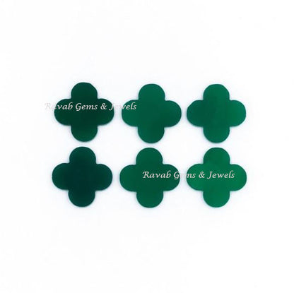 Green Onyx, Clover Both Side Flat, Loose Gemstone, Four Leaf Wholesale Supplier, Semi Precious Stone, For Making Jewelry, All Size Available