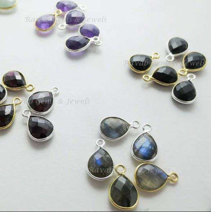 NEWLY ADDED! 15mm Small Natural Semi-Precious Gemstone Bezel Setted Pendant 925 Sterling Silver 18k Gold Rose Gold Vermeil Quartz Citrine Ruby
