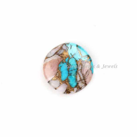 Pink Opal Copper Turquoise Round Shape 5mm to 20mm Cabochon Loose Gemstone, Smooth Calibrated, Semi Precious Stone, For Making Jewelry 1 Pc
