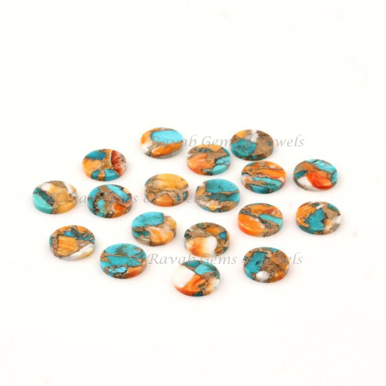 Spiny Copper Oyster Turquoise Coin shape 12mm Flat Gemstone Calibrated, Spiny Oyster Turquoise loose gemstone 2 pcs set