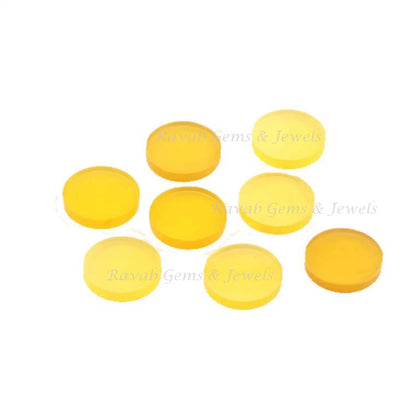 Yellow Chalcedony Round Coin Shape Flat Gemstone, Loose Beads Calibrated Stone For Matching Earring 2 Pcs Set For Jewelry Set Making
