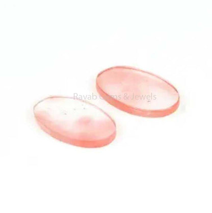 Pink Cherry Quartz Oval Shape 12x19mm Both Sides Flat Calibrated Gemstone, Calibrated Stone Loose Beads Matching Earring Pair 2 Pcs Set