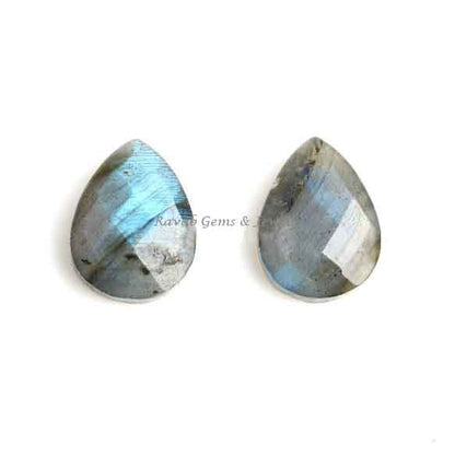 Natural Blue Flashy Labradorite Pear Shape Faceted Briolette Gemstone, Beautiful Calibrated Jewelry Earring Making Stone 2 Pcs Set