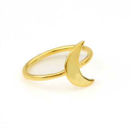 Gold Band Crescent Moon Ring - Designer Band Ring - Gold Plated Ring - Silver Ring - Handmade Indian Silver Jewelry - Gifts For Her