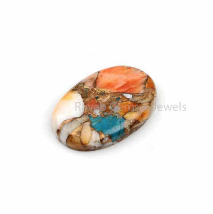 Spiny Oyster Copper Turquoise Oval 5x7mm to 20x30mm Cabochon Loose Gemstone, Smooth Calibrated, Semi Precious Stone, For Making Jewelry 1 Pc