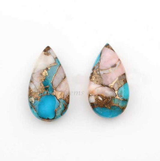 Pink Opal Copper Turquoise Long Pear 11x20mm Smooth Briolette Gemstone, Loose Beads Calibrated Stones For Jewelry Earring Making Stone 2 Pcs