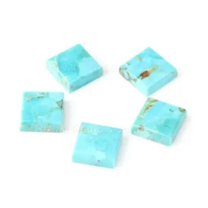 Arizona Turquoise Square Smooth Flat Back Calibrated Gemstone | Loose Beads Stone For Jewelry Making 5 Pcs Set 8mm-16mm All Sizes