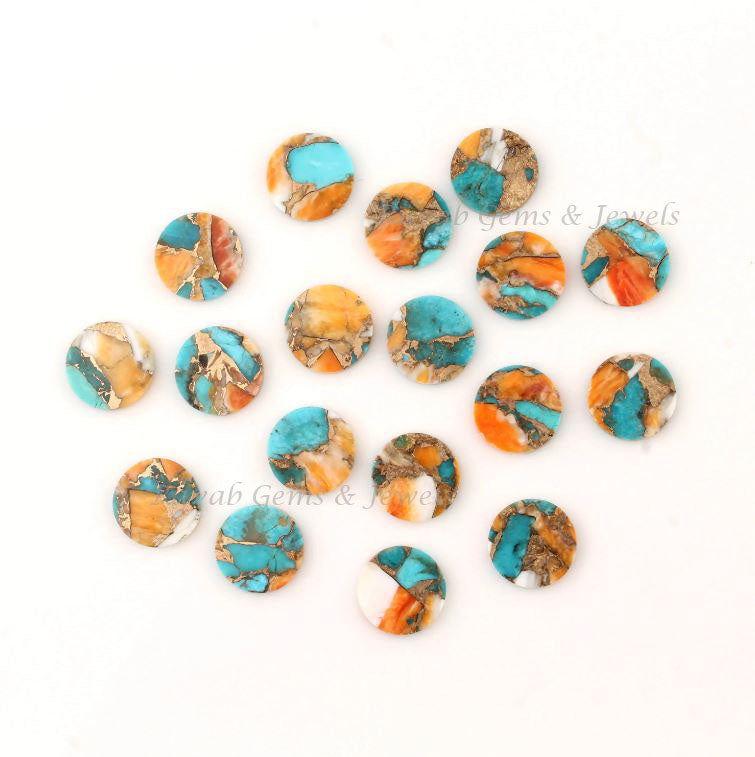 Spiny Copper Oyster Turquoise Coin shape 12mm Flat Gemstone Calibrated, Spiny Oyster Turquoise loose gemstone 2 pcs set