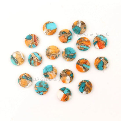 Spiny Copper Oyster Turquoise Coin shape 12mm Flat Gemstone Calibrated, Spiny Oyster Turquoise loose gemstone 2 pcs set