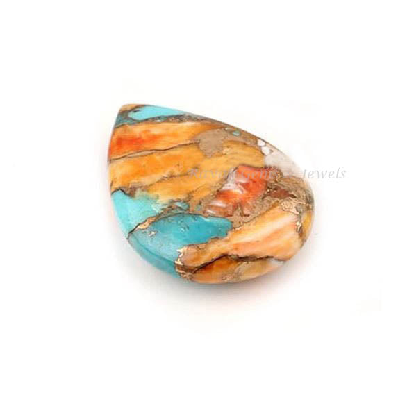 Spiny Oyster Copper Turquoise 5x7mm to 16x22mm Pear Smooth Briolette Stone, Calibrated Semi Precious Loose Gemstone For Jewelry Making 1 Pc