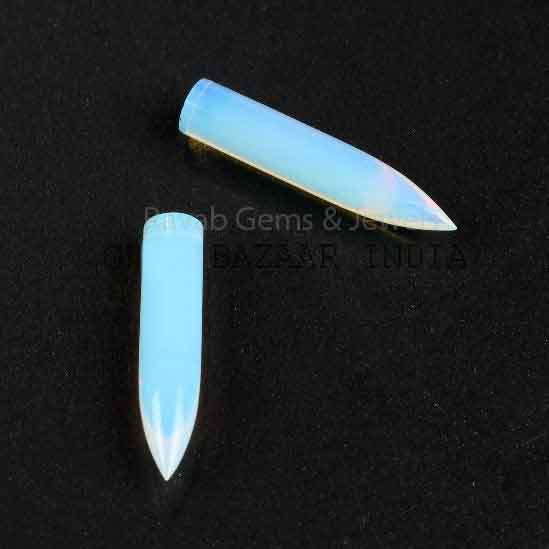 Opalite Hydrothermal Quartz Elongated Pyramid Pencil 6x30mm Loose Gemstone, Calibrated Smooth Semi Precious Stone For Jewelry Making 2 Pcs