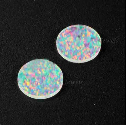 Lab- Created Fire Opal Flat Gemstone Coin shape Calibrated, jewelry Making All sizes Available Loose Semi Precious Stone 2 pcs Matching set