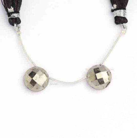 Natural Pyrite Round Shape 12mm Faceted Briolette Gemstone, Loose Beads For Necklace Earring Making, Gifts For Lovely Bridesmaid 2 Pcs Set