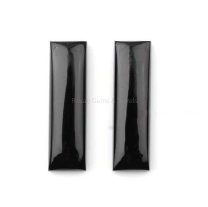 Natural Black Onyx Long Rectangle Shape Gemstone, Loose Beads Smooth Calibrated Cabochons Stone For Jewelry 2 Pcs Set 10x35mm