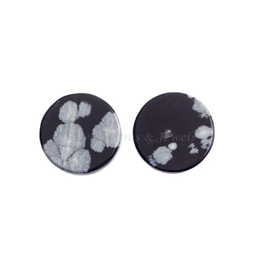 Natural Snowflake Obsidian Round Coin shape 12mm Flat Gemstone calibrated, Snowflake Obsidian Calibrated 2 pcs set