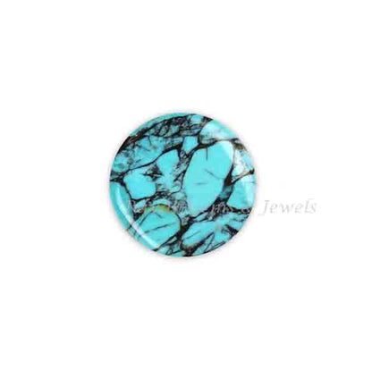 Kingman Spiderweb Black Matrix Turquoise Round 5mm to 20mm Cabochon Loose Gemstone, Smooth Calibrated, Semi Precious Stone, For Jewelry 1 Pc