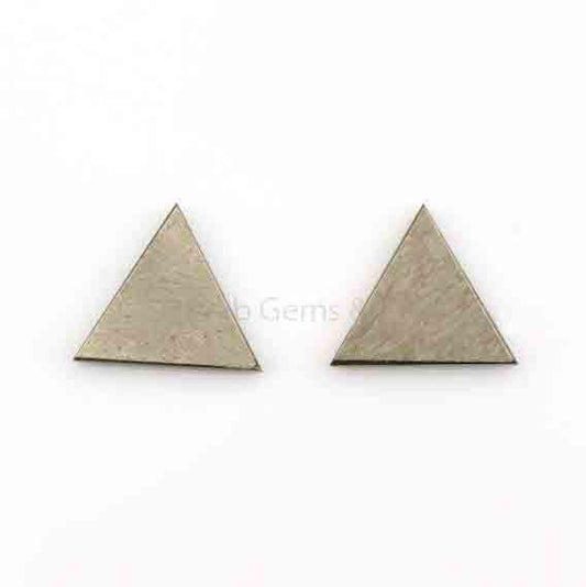 Natural Pyrite Triangle Shape Both Side Flat Gemstone Calibrated, Loose Beads Stones For Jewelry Earring Making 8mm-16mm 2 Pcs Set