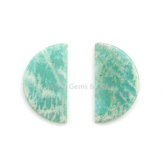 Amazing Natural Amazonite Half-moon D Shape 12x20mm Gemstone Both side Flat, Amazonite Flat Half moon shape beads 2 pcs