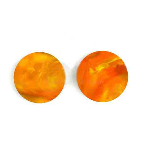Aurora Opal, Fire Opal / Orange Fire Opal Flat Coin Shape Calibrated, Loose Gemstone, Semi Precious Stone, Dazzling Stone, For Jewelry 2 Pcs