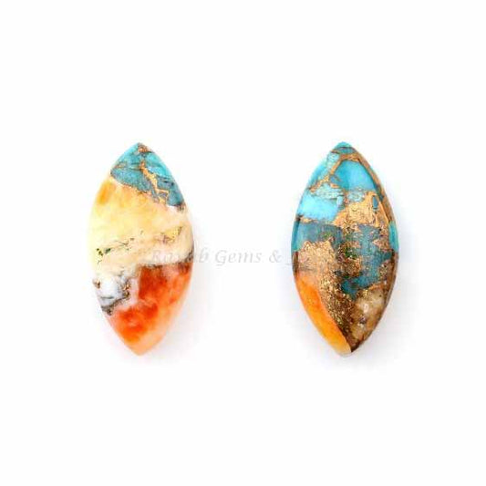 Spiny Oyster Turquoise Marquise Gemstone Briolette, calibrated Briolette, Loose Gemstone Briolette, Copper Turquoise Briolette- 2 Pc