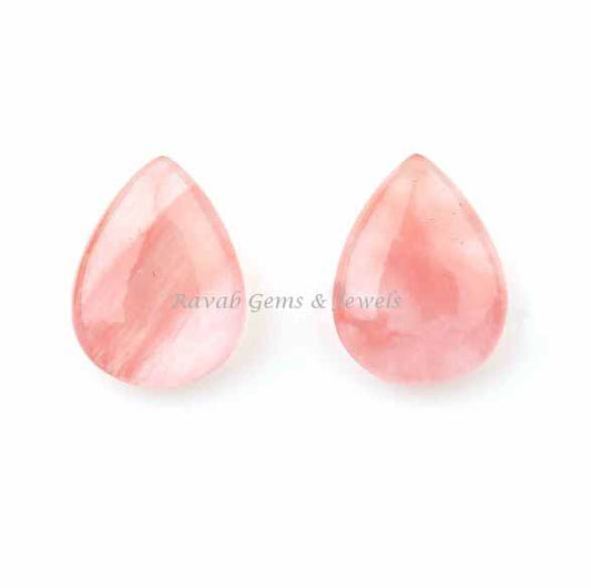 Cherry Quartz Pear Shape 12x16mm Smooth Briolette Gemstone, Calibrated Loose Beads Stone For Jewelry Earring Making 2 Pcs Set