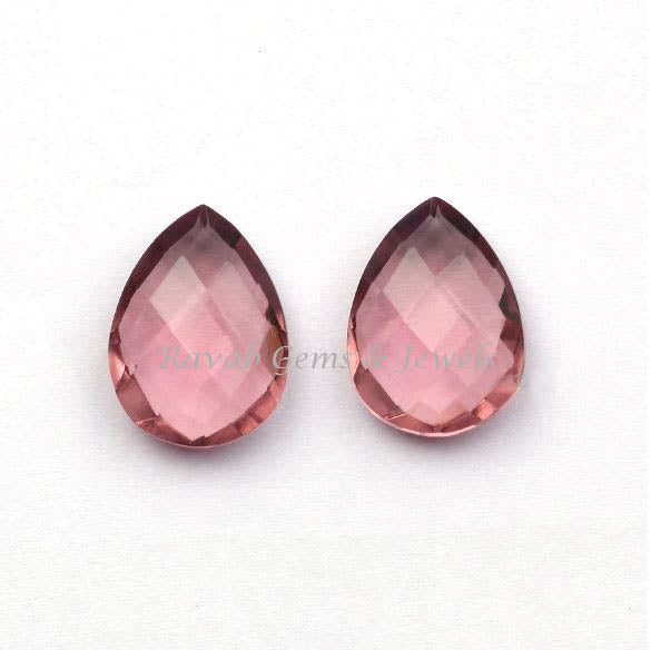 Morganite Quartz Pear Shape Faceted Faceted Briolette Gemstone, For Jewelry Making Beads Earring Ring, Loose Beads Stone 12x16mm 2 Pcs Set