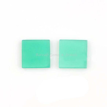 Natural Green Onyx Square Shape Smooth Flat Gemstone, Loose Beads Calibrated Stone Jewelry Earring Making 8-16mm 2 Pcs All Size Available