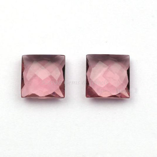 Morganite Quartz Square Shape Briolette Gemstone, Faceted Briolette Calibrated Stone For Jewelry Earring Making Best Quality Stone For Sale 2 Pcs 12mm