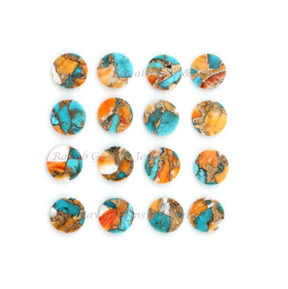Spiny Copper Oyster Turquoise Coin shape 12mm Flat Gemstone Calibrated, Spiny Oyster Turquoise loose gemstone 2 pcs set