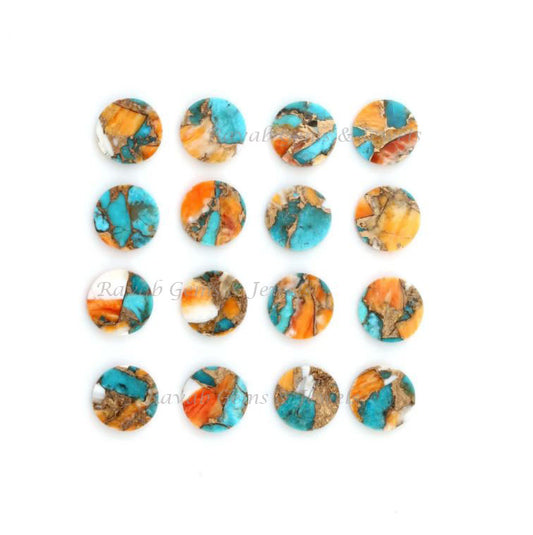 Spiny Copper Oyster Turquoise Coin shape 12mm Flat Gemstone Calibrated, Spiny Oyster Turquoise loose gemstone 2 pcs set