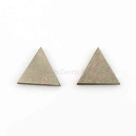 Natural Pyrite Triangle Shape Both Side Flat Gemstone Calibrated, Loose Beads Stones For Jewelry Earring Making 8mm-16mm 2 Pcs Set