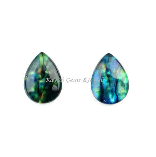 Beautiful Green Ammolite Quartz Pear Shape 12x16mm Smooth Briolette Gemstone, Calibrated Loose Beads Stone For Jewelry 2 Pcs Set