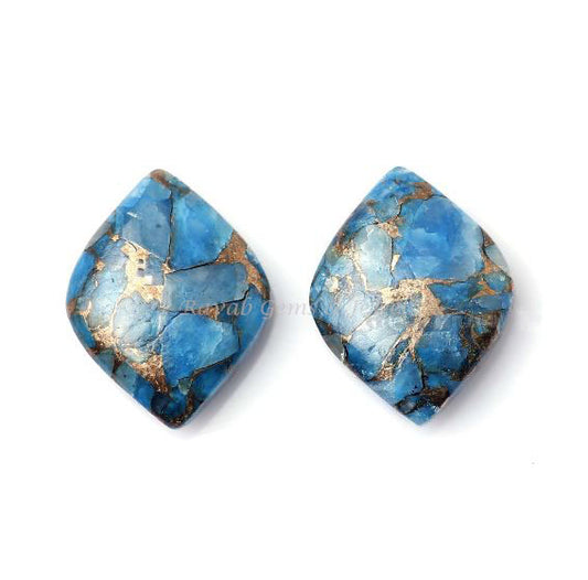 Blue Copper Turquoise Marquise Gemstone Briolette, Calibrated Stones, Loose Beads Stones, Stones For Jewelry Making  14x18mm- 2 Pcs Pair Set