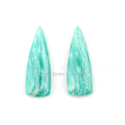 Natural Amazonite Long Trillion 10x28mm Gemstone Calibrated Cabochons, Amazonite smooth Cabochons for Jewelry making 2 pcs set