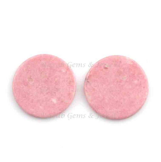 Natural Pink Tulite Coin shape 12mm Flat Gemstone Calibrated, Natural Pink Tulite smooth loose gemstone 2 pcs set,