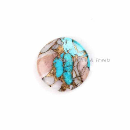 Pink Opal Copper Turquoise Round Shape 5mm to 20mm Cabochon Loose Gemstone, Smooth Calibrated, Semi Precious Stone, For Making Jewelry 1 Pc