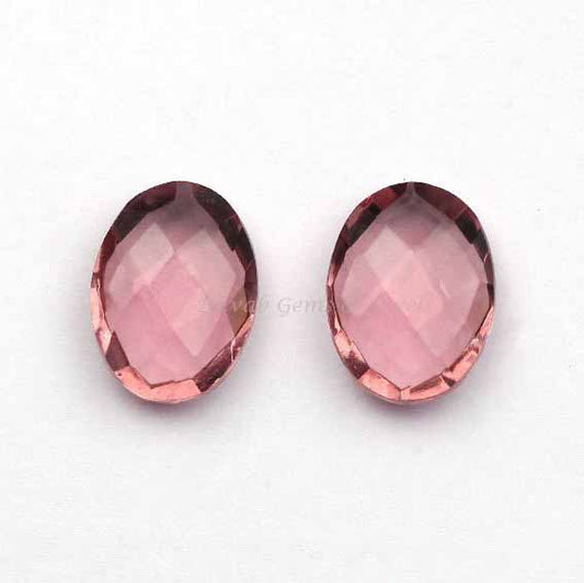 Morganite Quartz Oval Shape Briolette Gemstone, Quartz Stone For Pendant Earring Making, Faceted Calibrated Stones 2 Pcs Set, Loose Stones